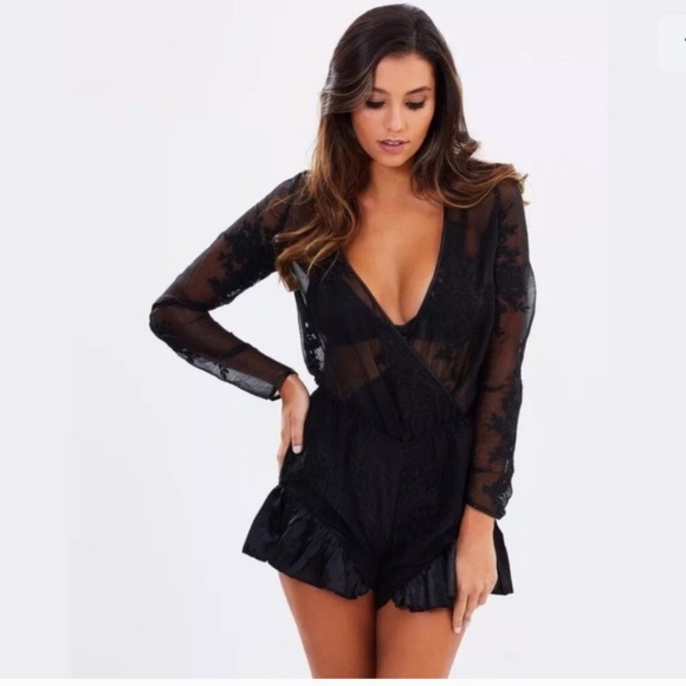 Airlie Black Playsuit Romper Size XS